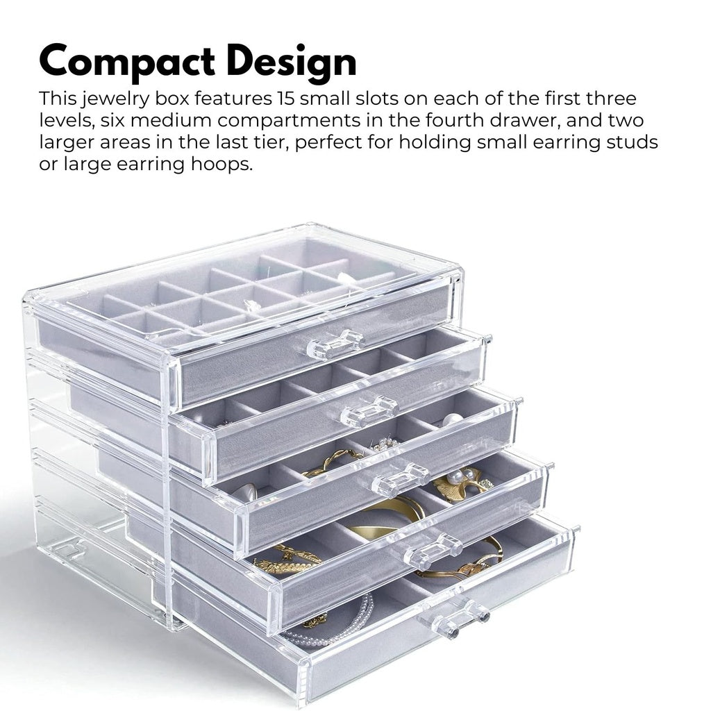 Clear Makeup Cosmetic Organizer, 5 Drawers, Splash-Proof - Gominimo