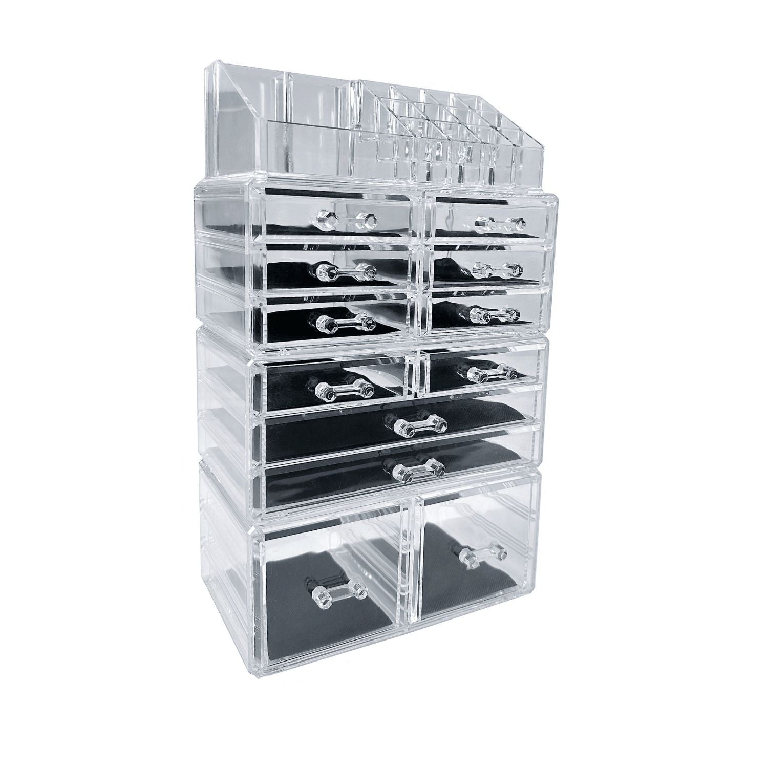 Large Clear Makeup Organizer with 12 Drawers, Space-Saving, GOMINIMO