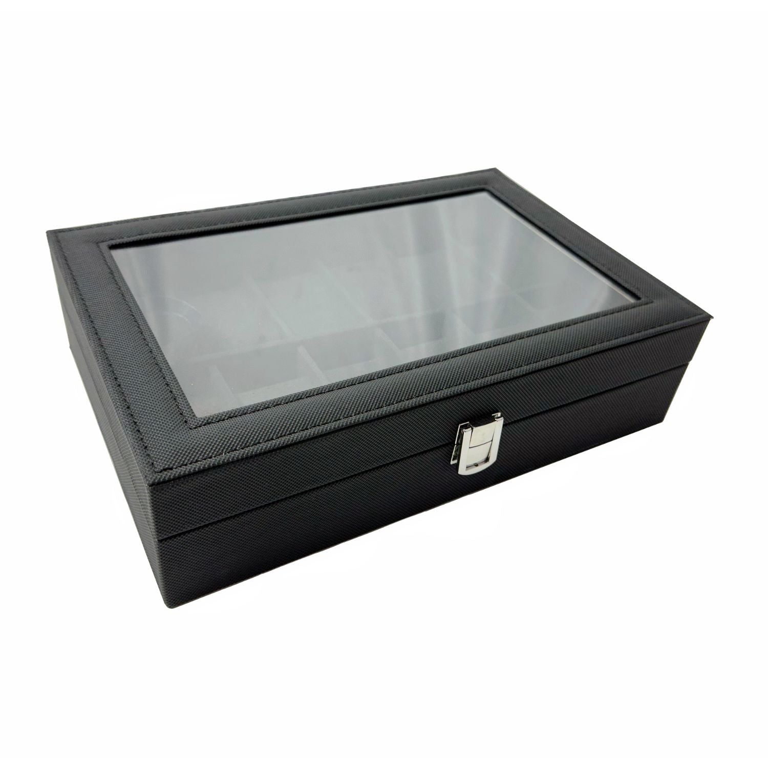 GOMINIMO 12 Slot Watch Box with Transparent Display Window (Black)