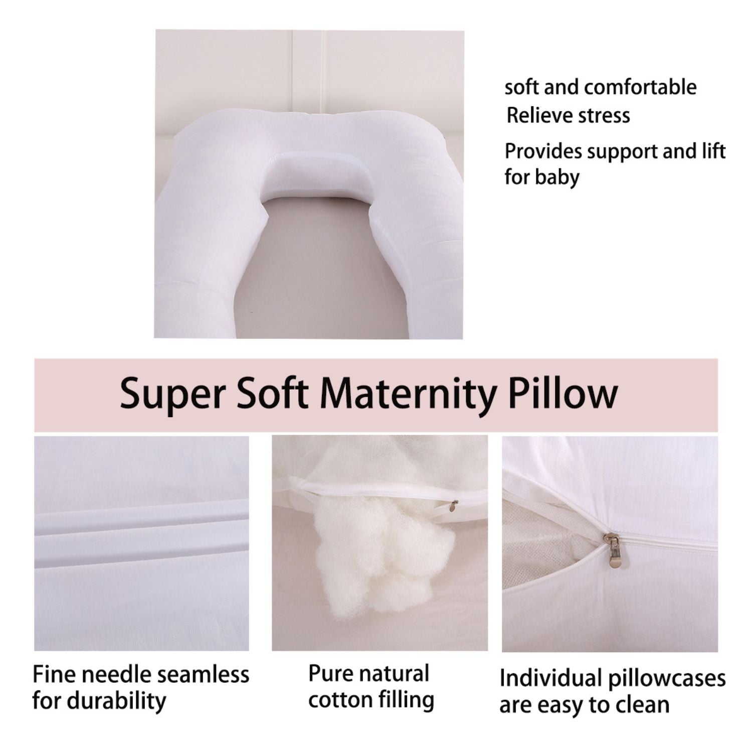 Soft Organic Cotton Nursing Pillow - Multi-Purpose, White - Gominimo