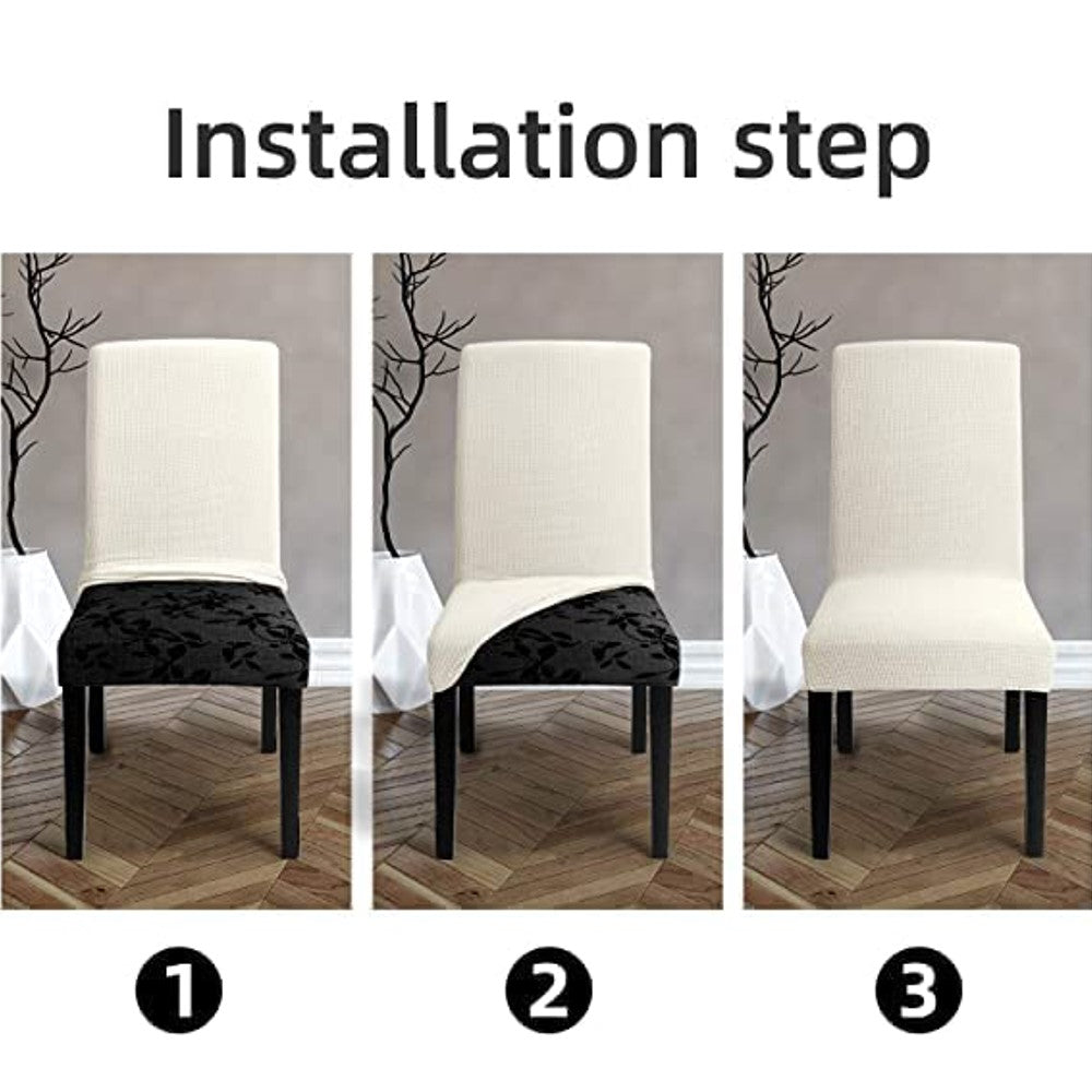 Stretchable & Durable White Dining Chair Slipcovers, 6pcs - Gominimo