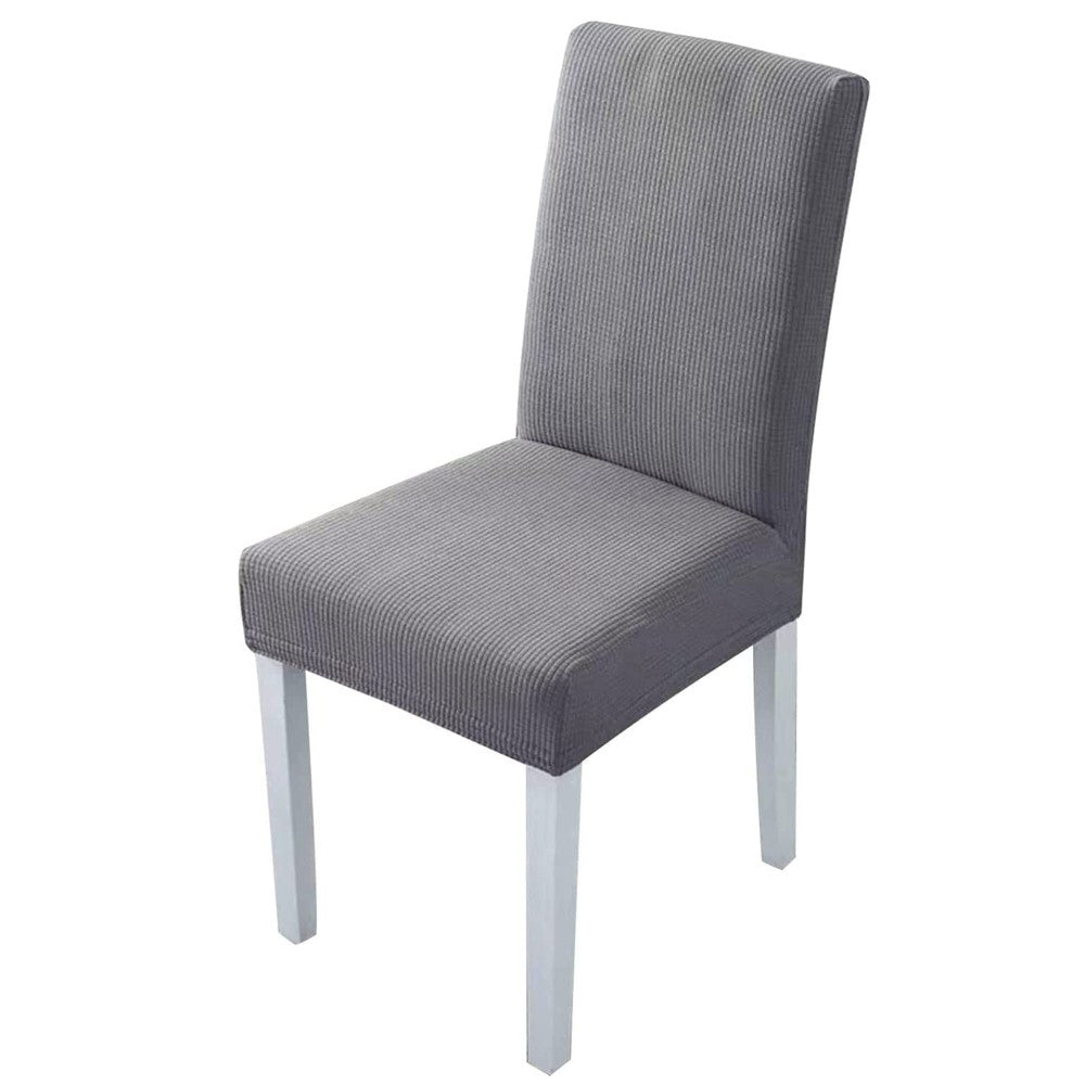 Stretchable Machine Washable Dining Chair Slipcovers, Set of 6, Silver Grey Gominimo