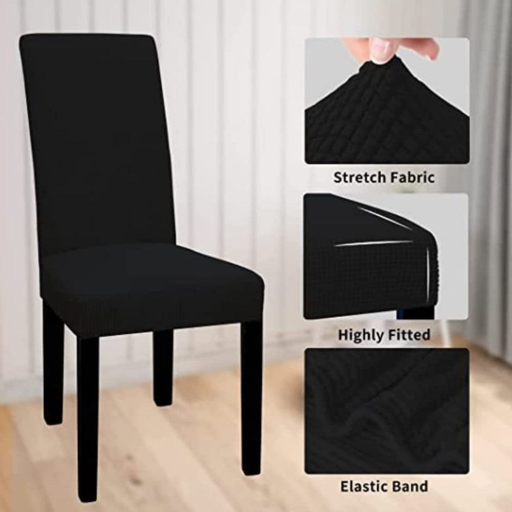 Stretchable Durable Dining Chair Slipcovers 6pcs - Black, Gominimo