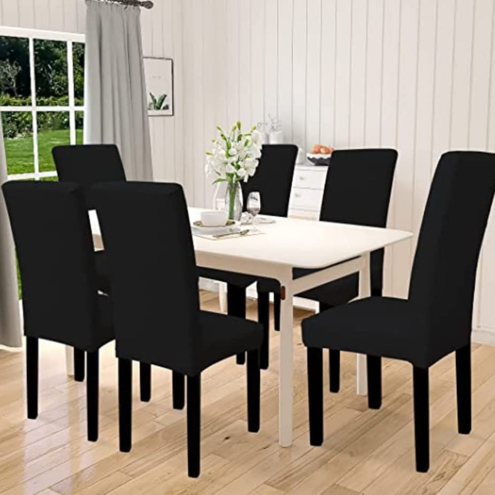 Stretchable Durable Dining Chair Slipcovers 6pcs - Black, Gominimo