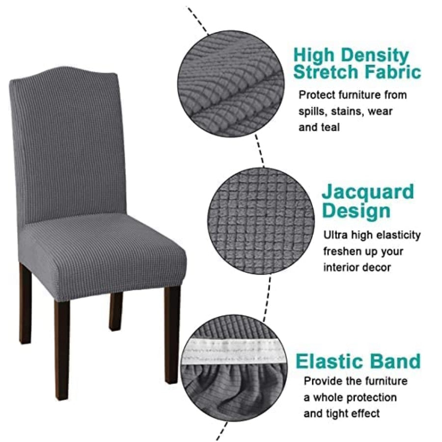 Stretchable Durable Dining Chair Slipcovers 6pcs - Black, Gominimo