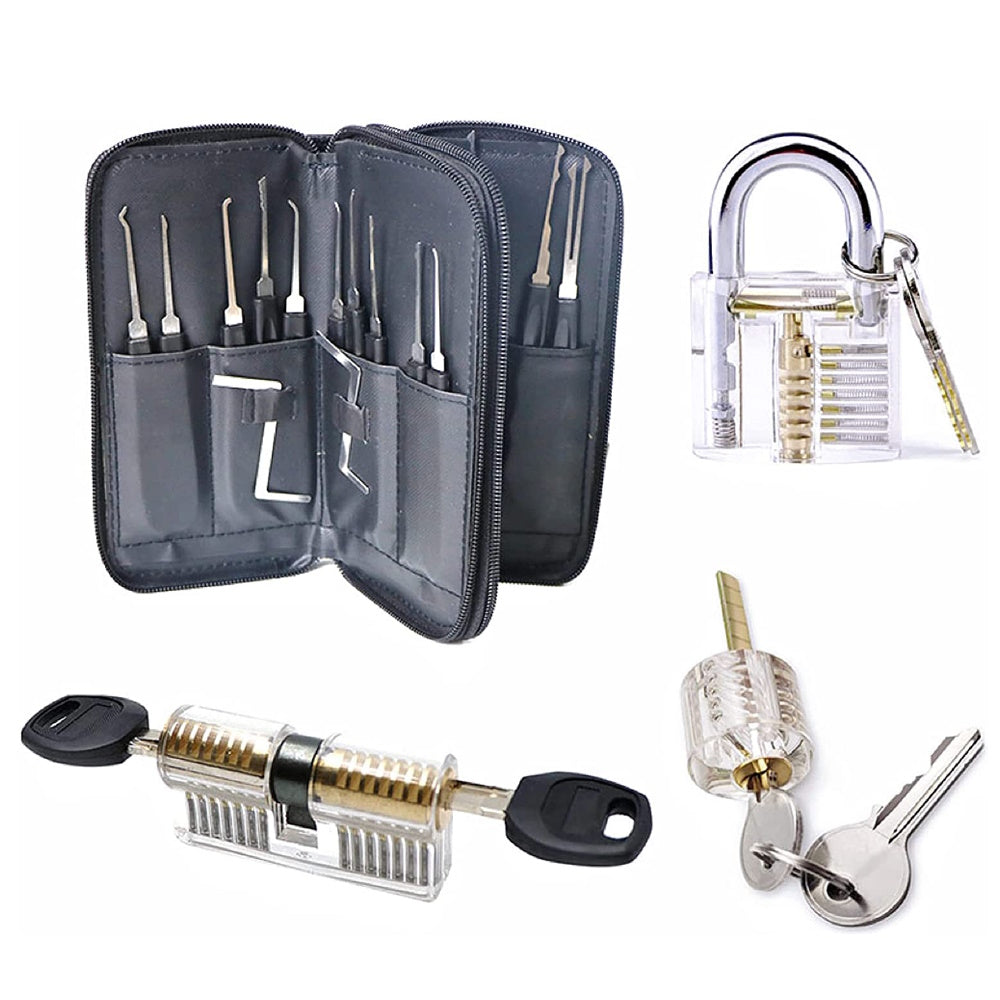 34 Pcs Transparent Lock Picking Kit with Manual & Bag - Gominimo