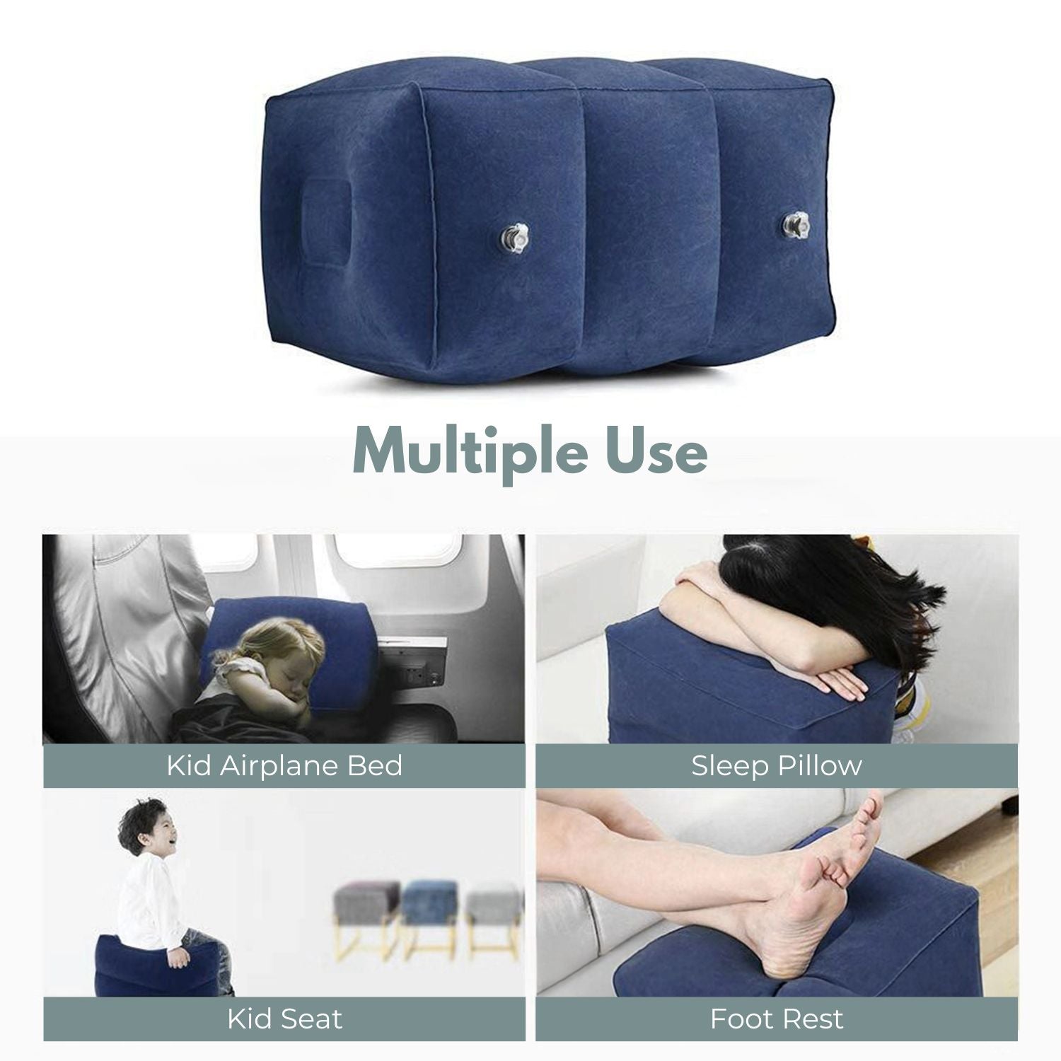 Adjustable PVC Inflatable Travel Foot Rest Pillow with Pump GOMINIMO