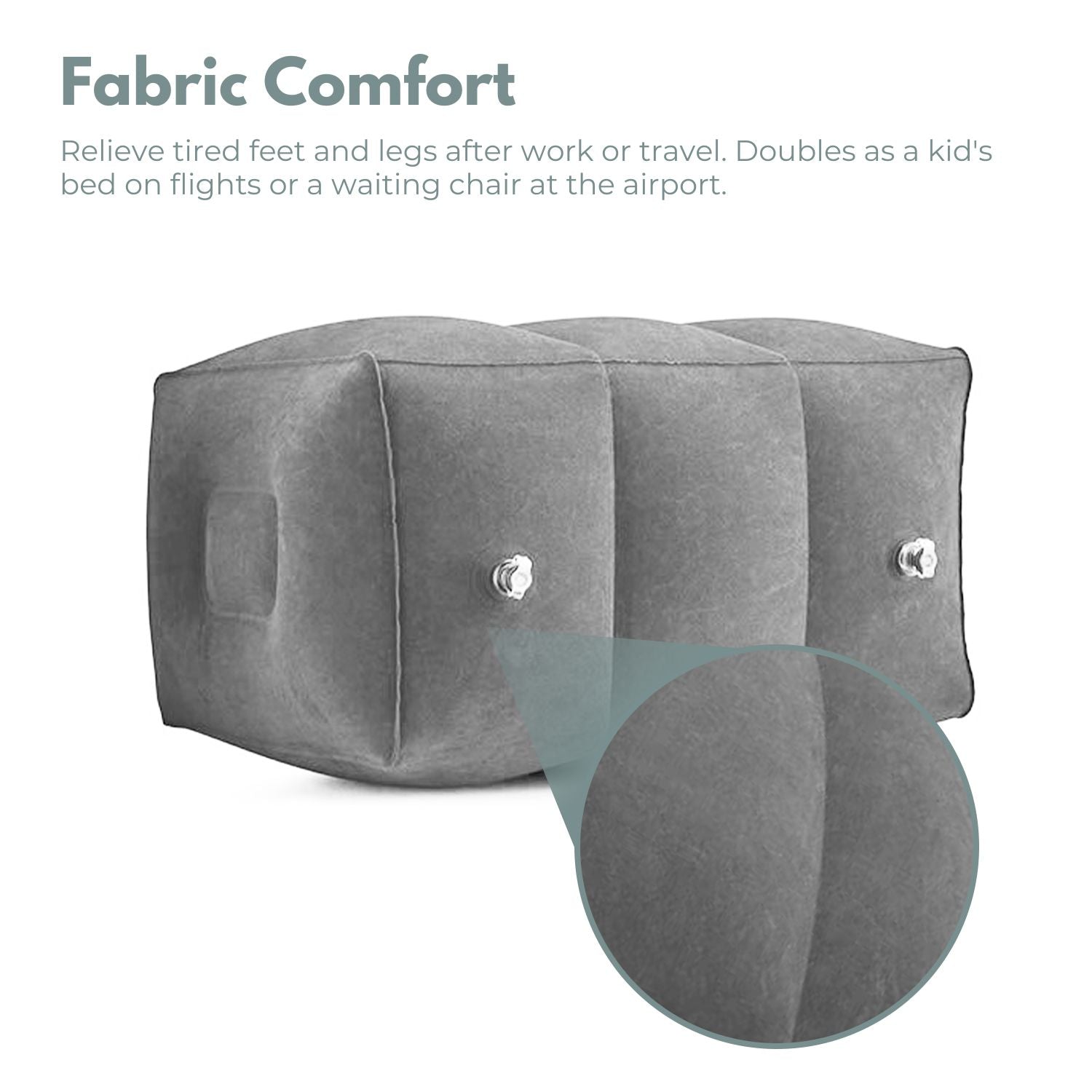 Adjustable Height Inflatable Travel Foot Rest Pillow - Grey | GOMINIMO