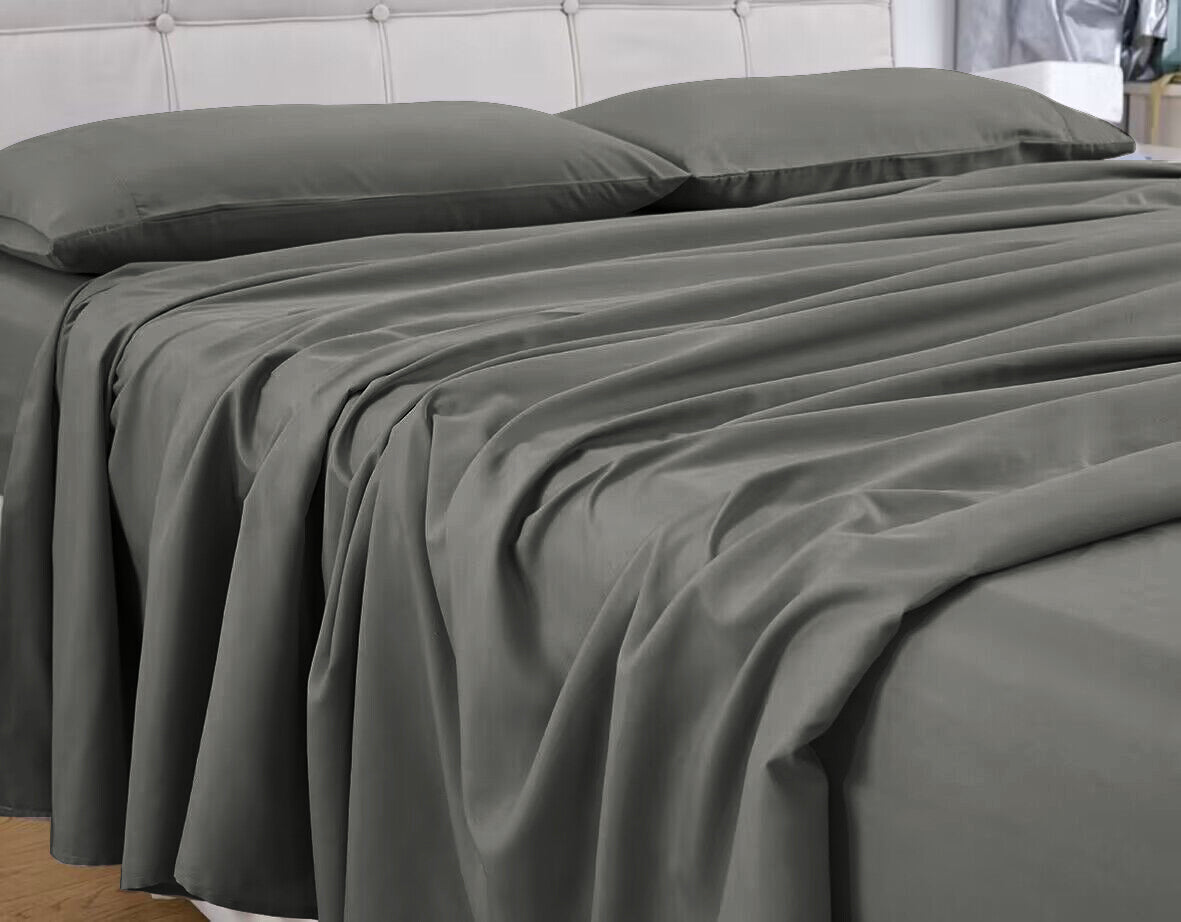 Luxury 1000TC Microfiber King Bed Sheet Set - 4 Pcs, Grey, GOMINIMO