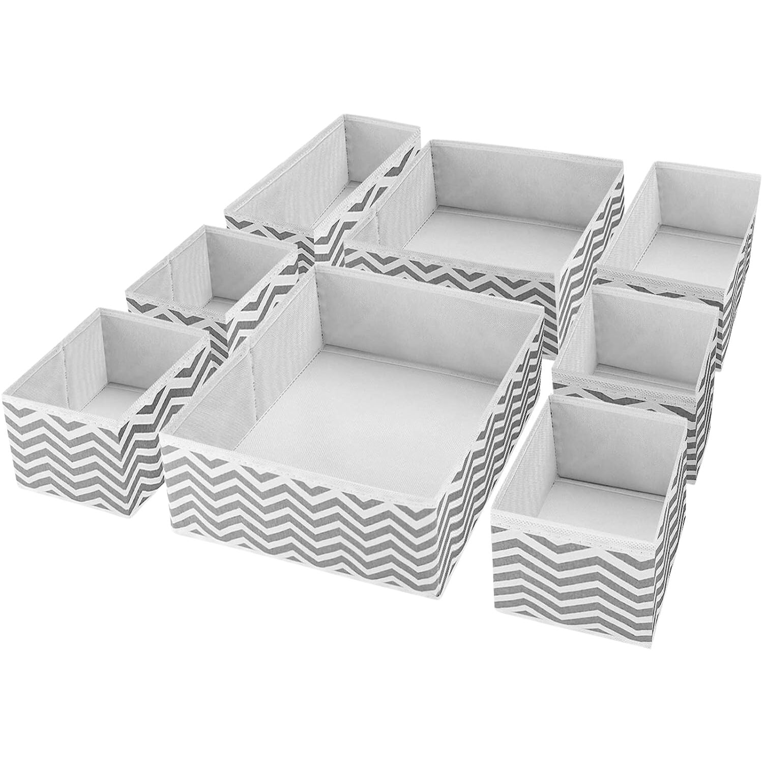 GOMINIMO 8 Set Foldable Clothes Storage Organizers in 3-Size (Stripe)
