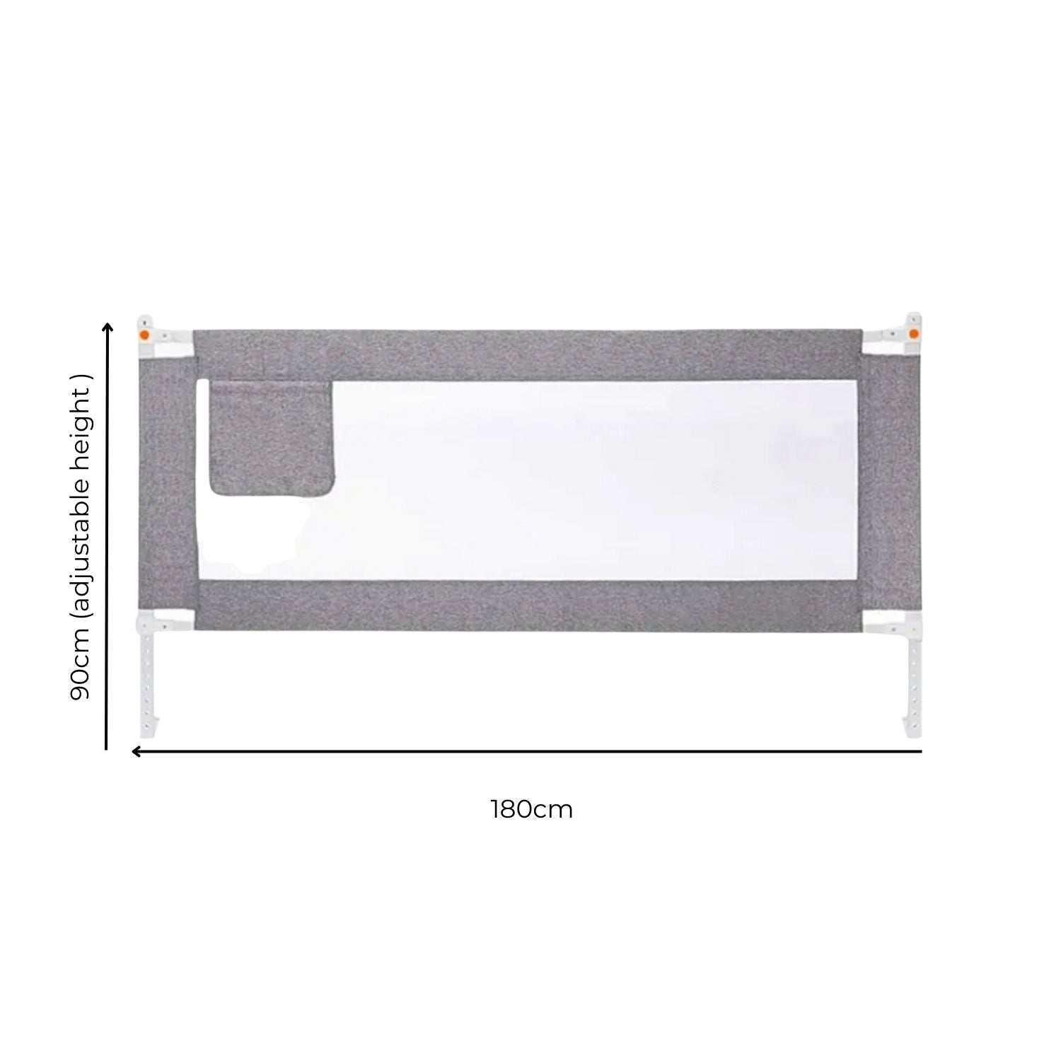 GOMINIMO 90CM Height Adjustable Folding Kids Safety Bed Rail (180X90CM Single Side 1 PCS, Grey)