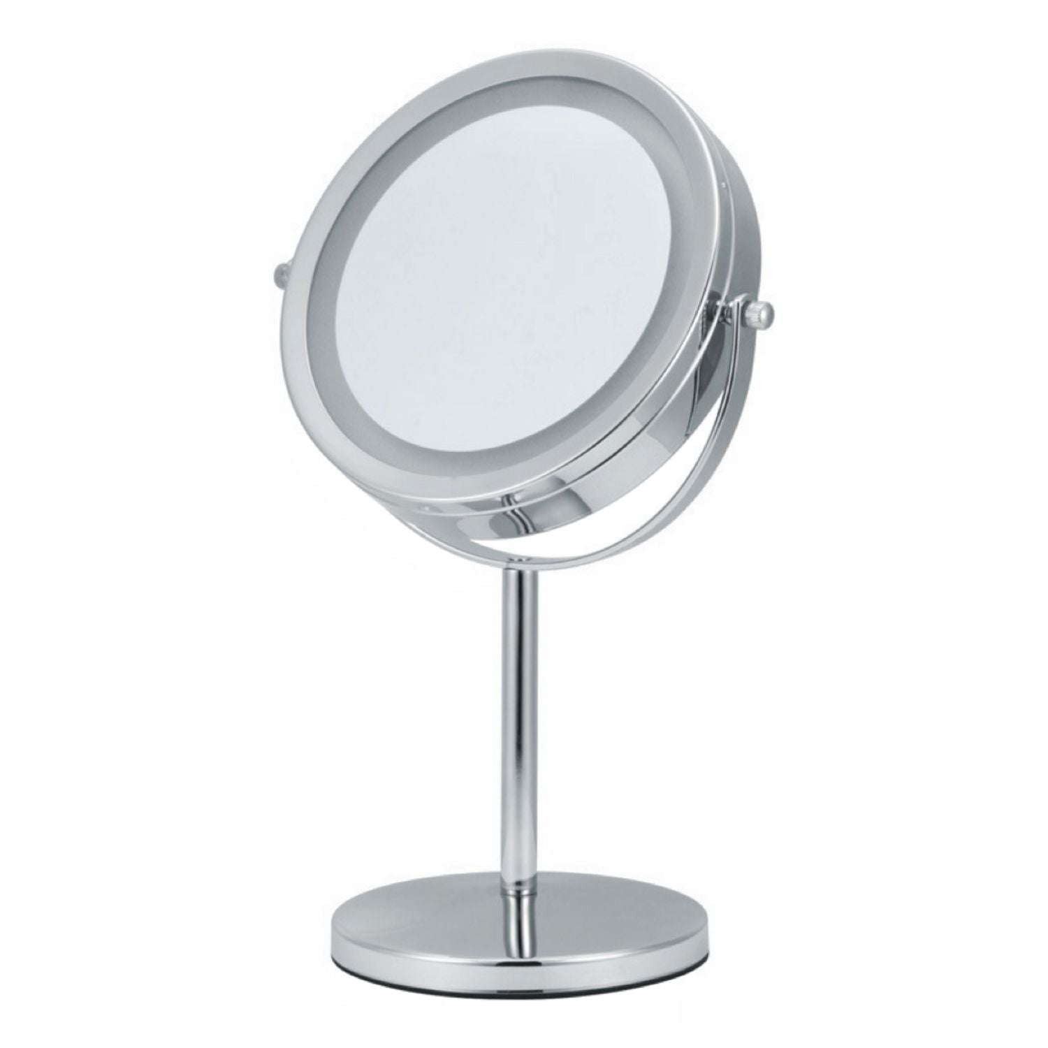 LED 10x Magnifying Makeup Mirror, 360° Rotation, Silver - GOMINIMO