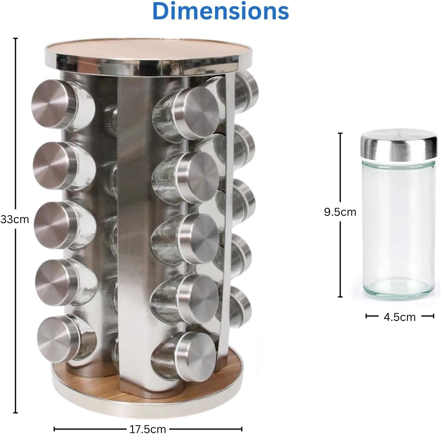 360° Rotating Spice Rack with 20 Refillable Jars, GOMINIMO