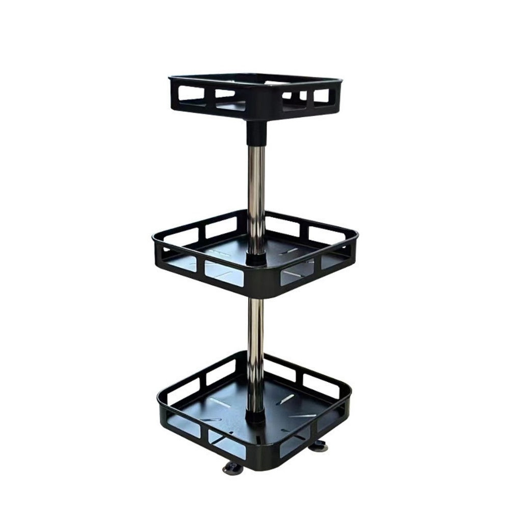 360° Rotating 3-Tier Spice Rack, Adjustable Height, Black - Gominimo