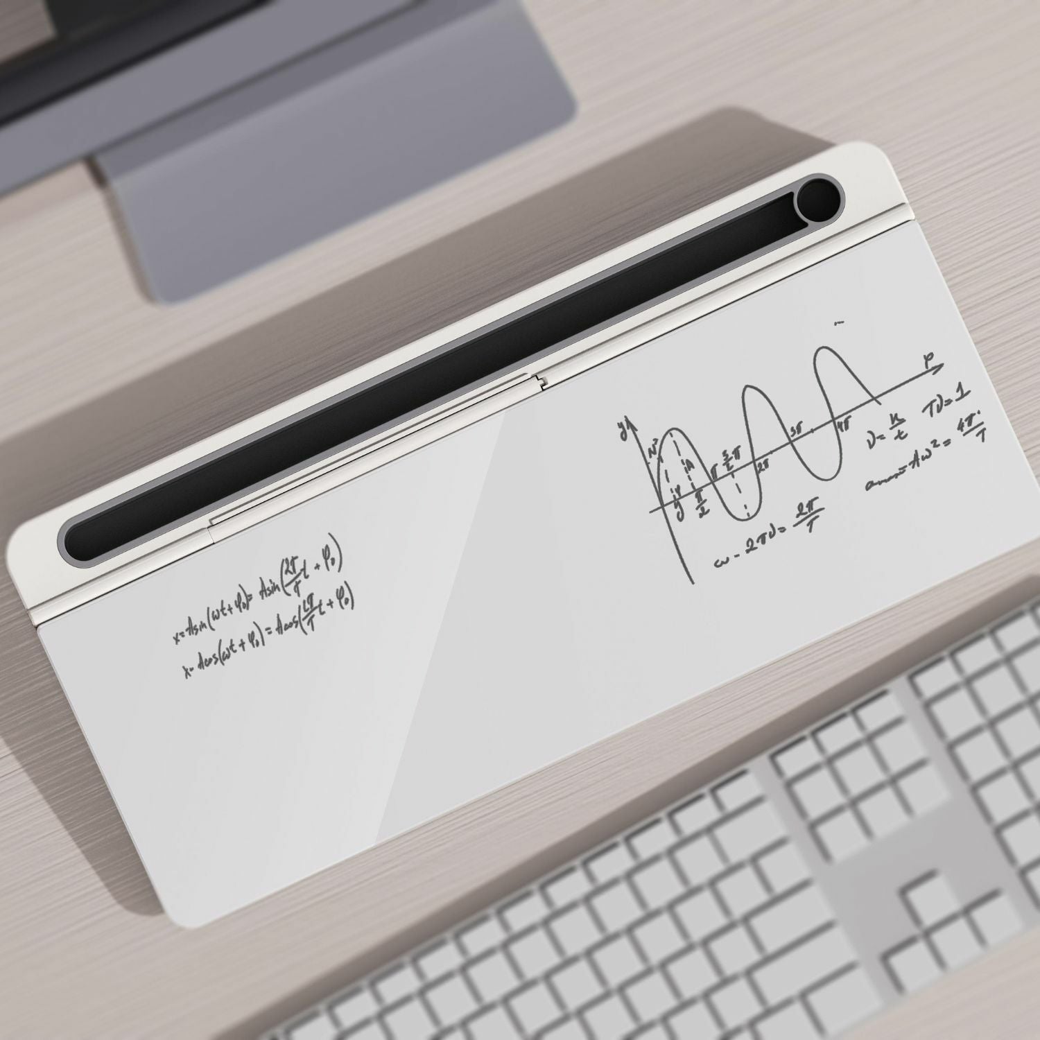 Tempered Glass Desktop Whiteboard with Dividers & Phone Slot