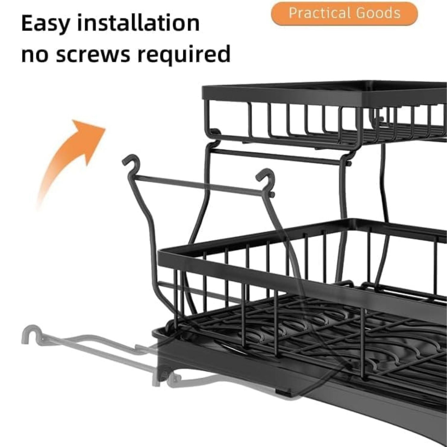 Rust-Resistant 2 Tier Dish Drying Rack with Drain Board