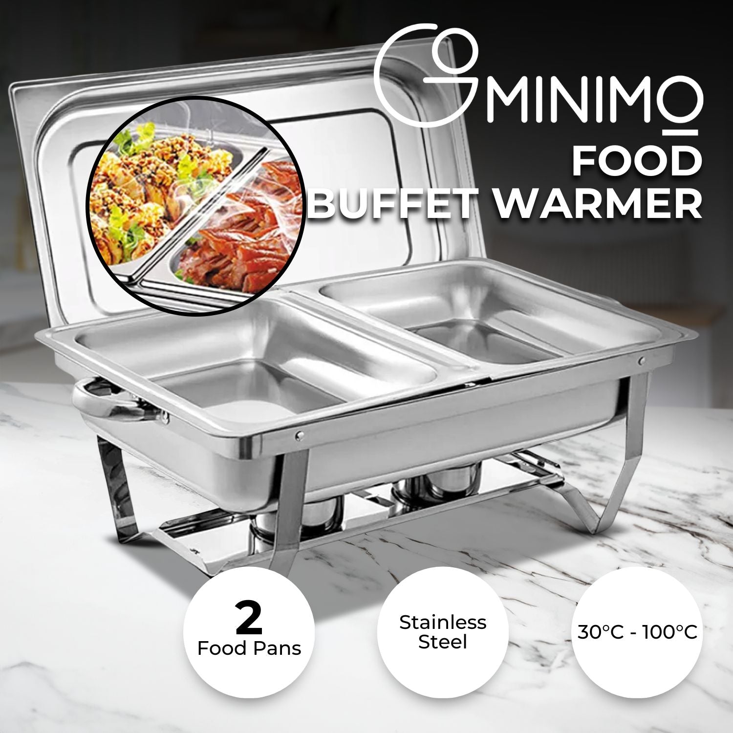 Stainless Steel Chafing Dish with Dual Trays, 9L - GOMINIMO