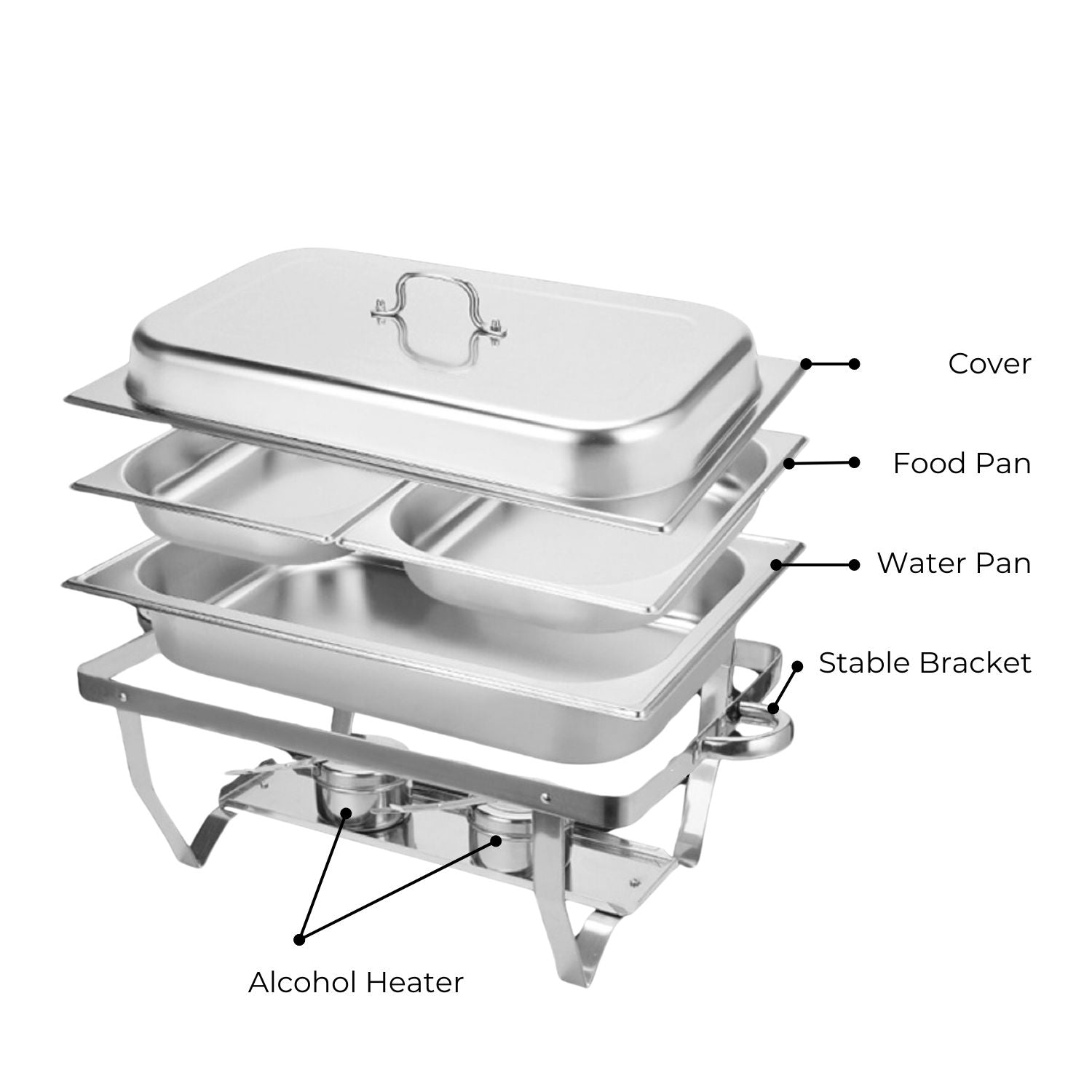 Stainless Steel Chafing Dish with Dual Trays, 9L - GOMINIMO