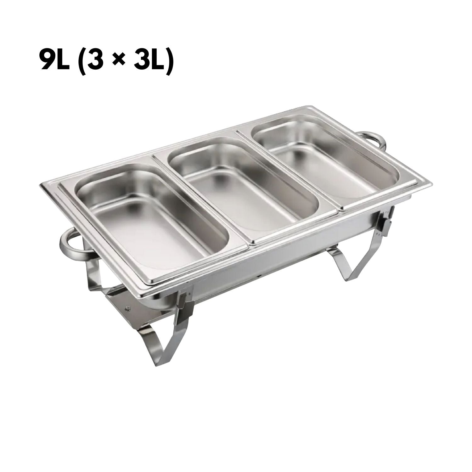 Durable Stainless Steel 9L Buffet Warmer with Triple Trays - GOMINIMO