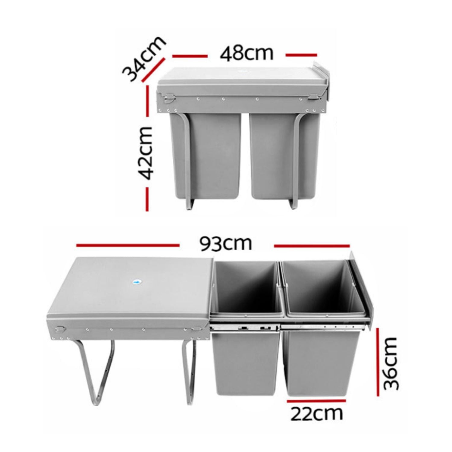 2x15L Twin Pull Out Bins - Space-Saving, Odor Control | Gominimo