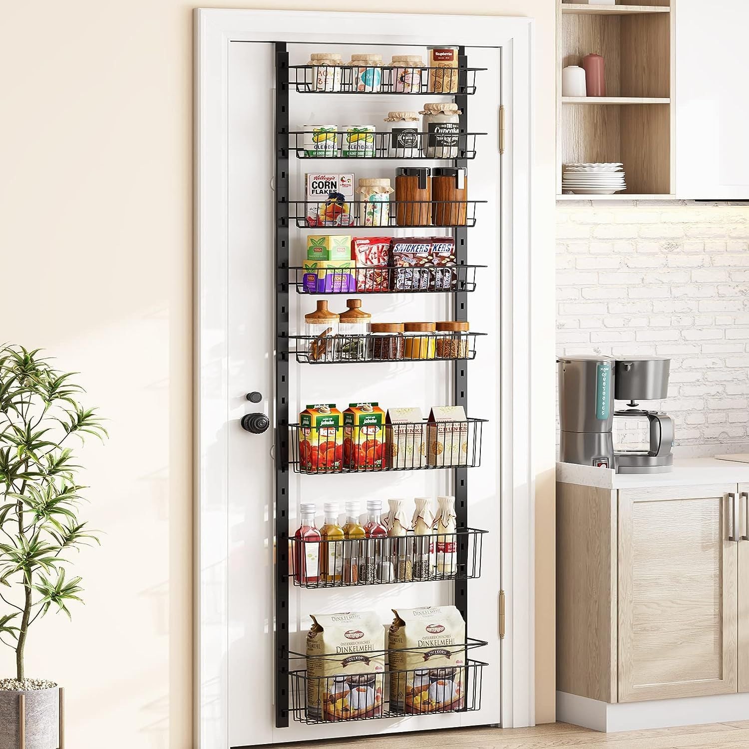 8 Tier Adjustable Metal Over Door Pantry Organizer Rack