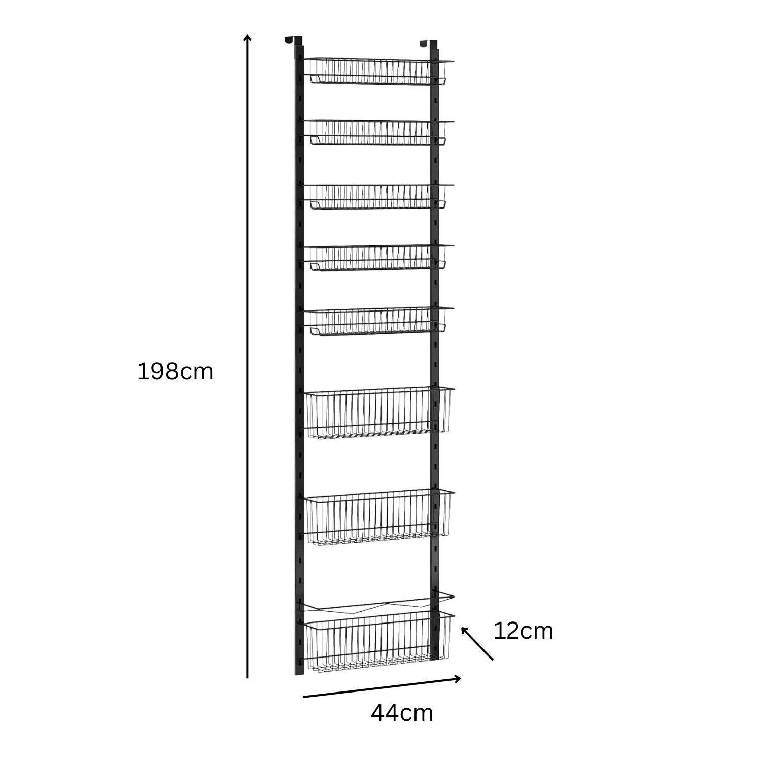 8 Tier Adjustable Metal Over Door Pantry Organizer Rack