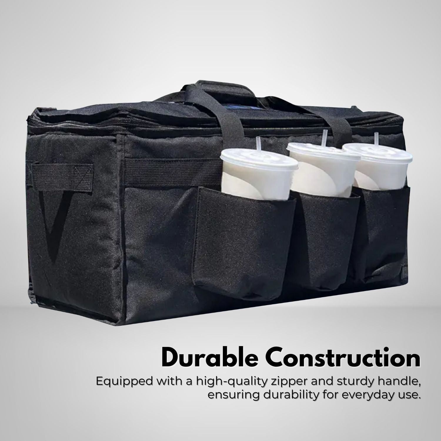 Insulated Food Delivery Bag w/ Cup Holders, Waterproof, 55x35x30cm, GOMINIMO