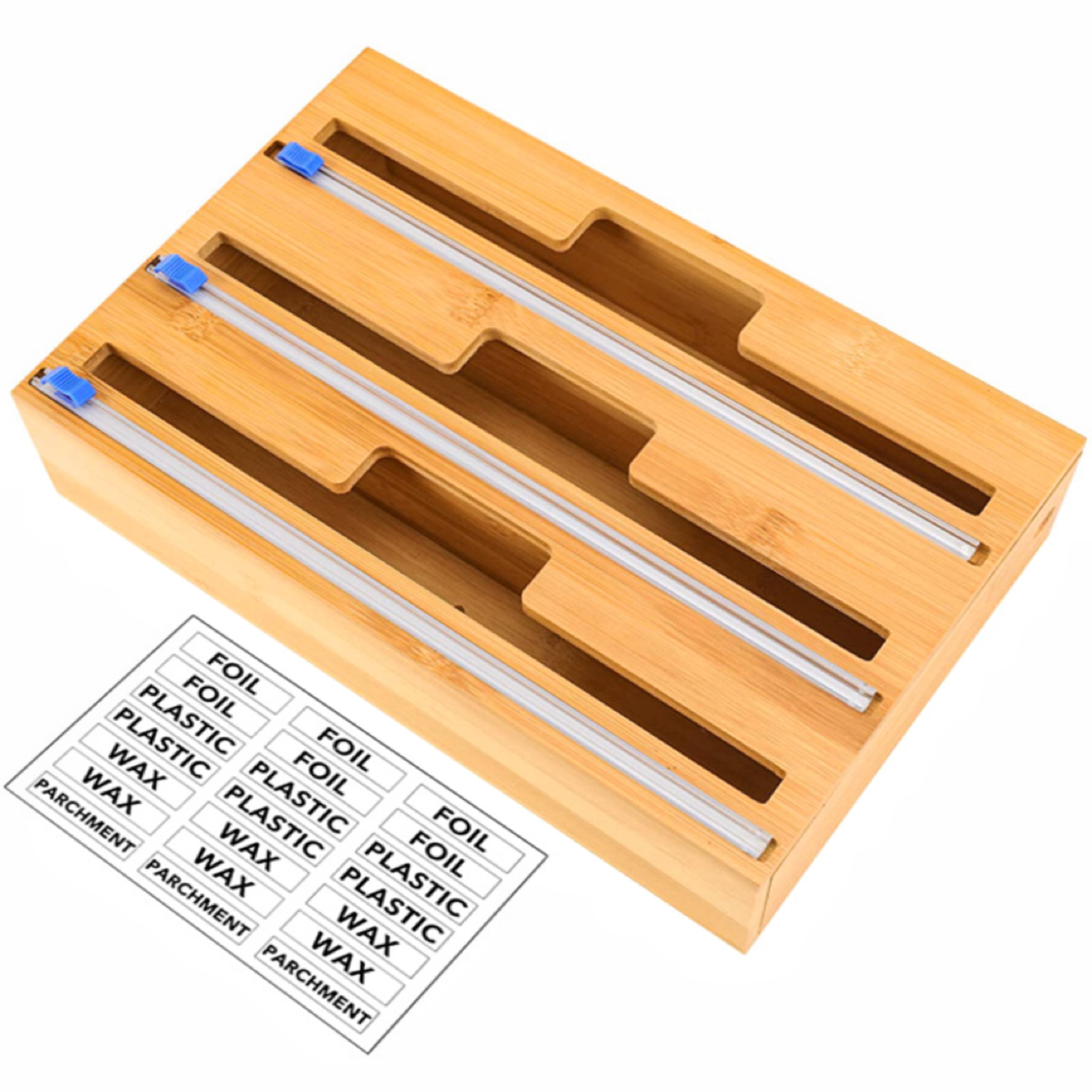 Eco-Friendly 3-in-1 Bamboo Wrap Dispenser with Cutter - Gominimo