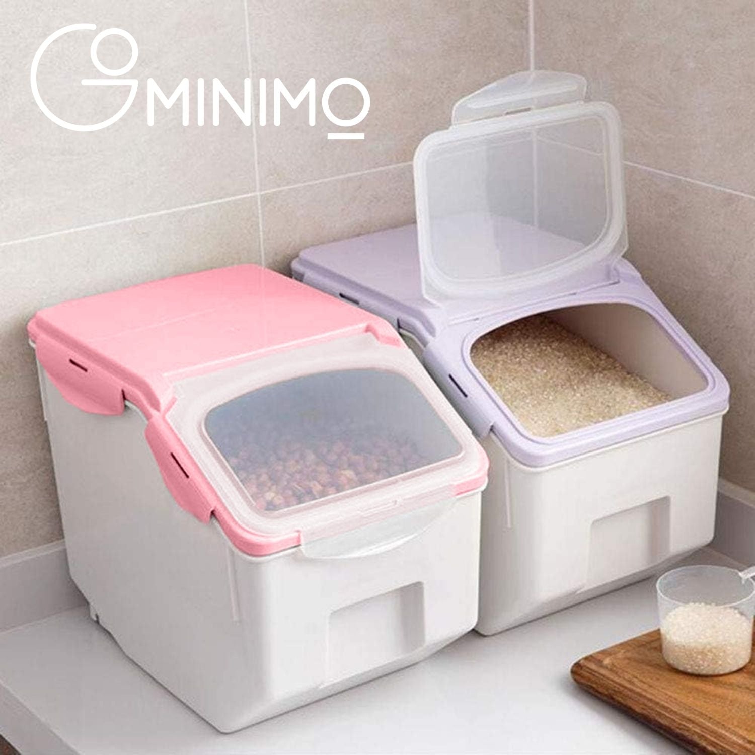 Airtight 10kg Food Storage Container w/ Measuring Cup - GOMINIMO