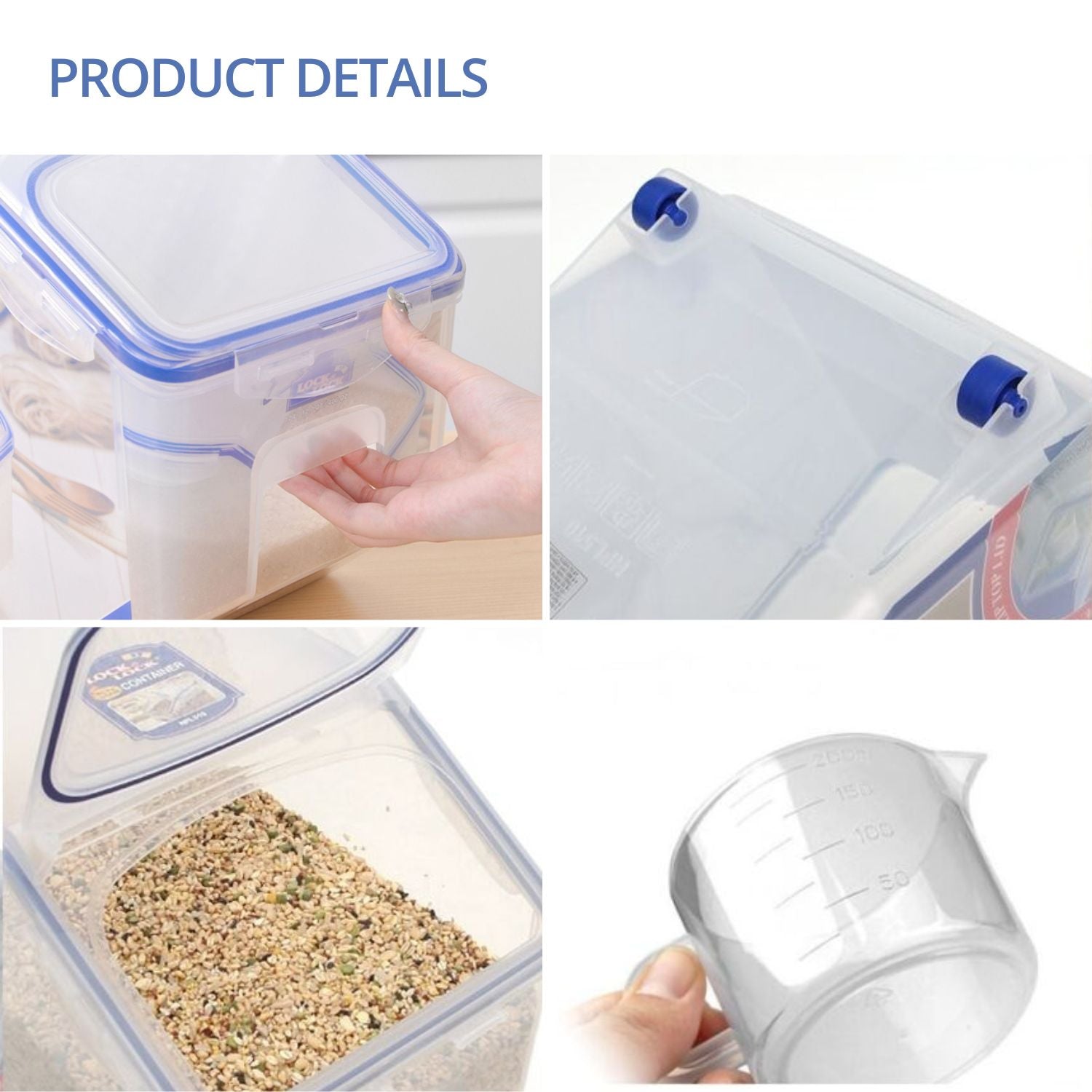 10kg Airtight Food Storage Container with Lid & Cup