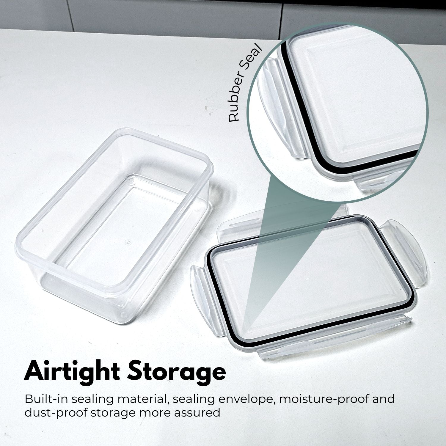 GOMINIMO 10 Pack Rectangular Airtight Food Storage Container Set (Transparent and Black)