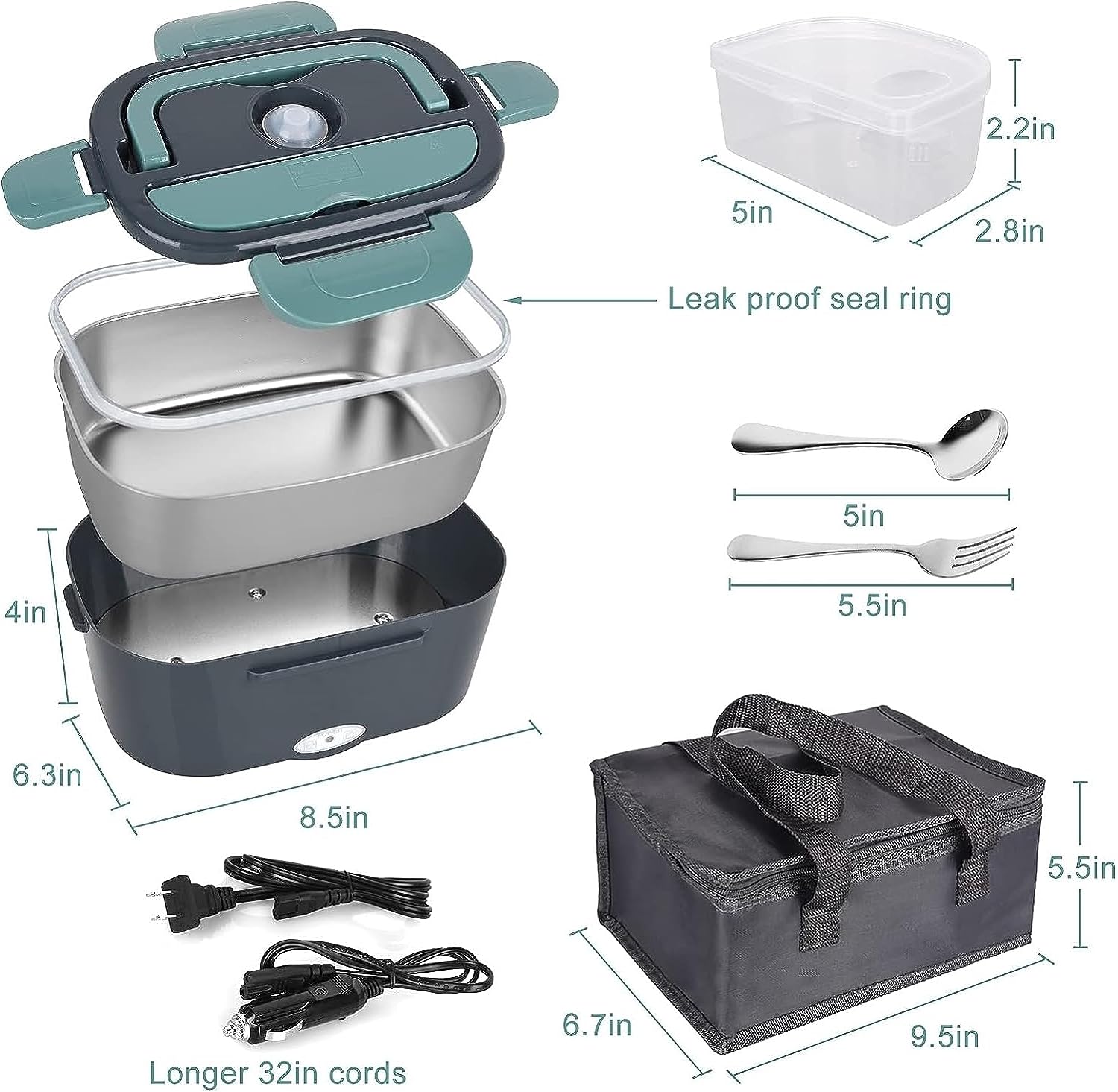 GOMINIMO 1.5L Electric Food Warmer Lunch Box with Insulated Carrying Bag
