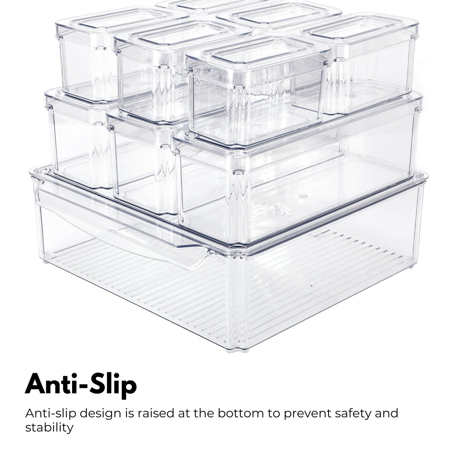 GOMINIMO 10 Pack Clear Stackable Fridge Organiser Bins with Lids (Transparent)