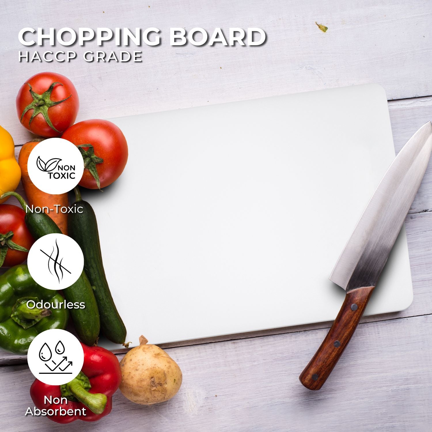 Durable White PE Plastic Chopping Board 450x610mm - GOMINIMO