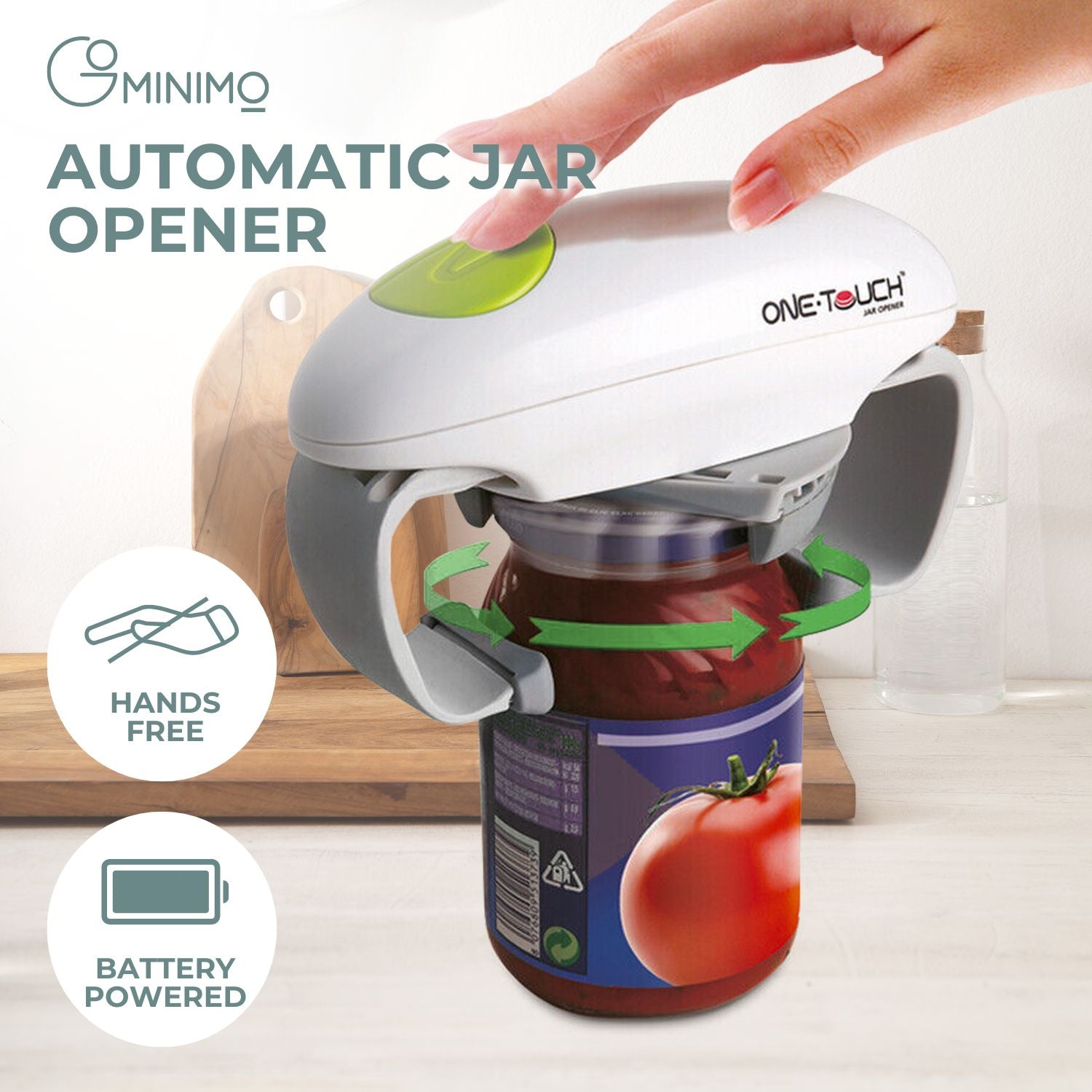 Versatile Automatic Jar Opener One Touch 30-88mm White Gominimo