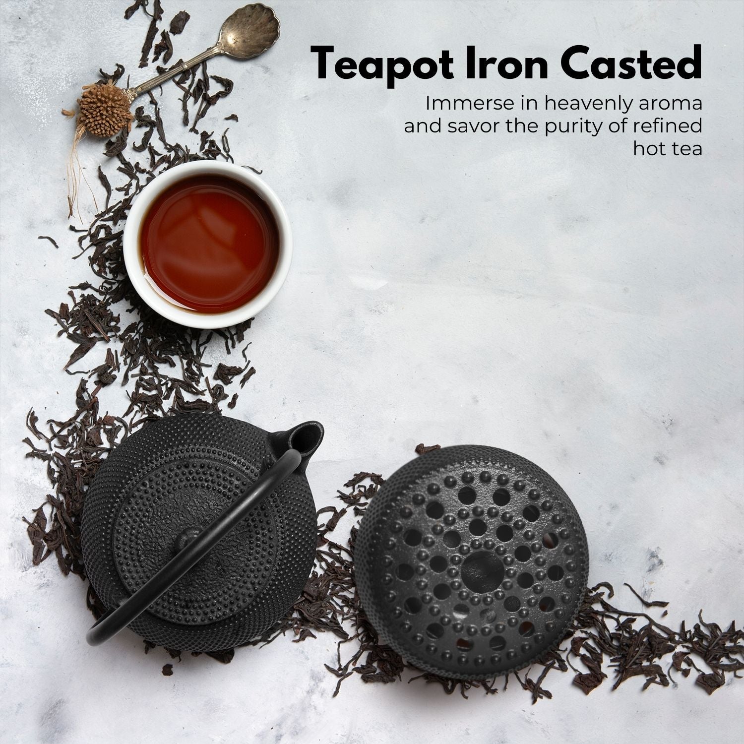 Enameled Cast Iron Teapot Set with Filter & Warmer - 1200ML GOMINIMO