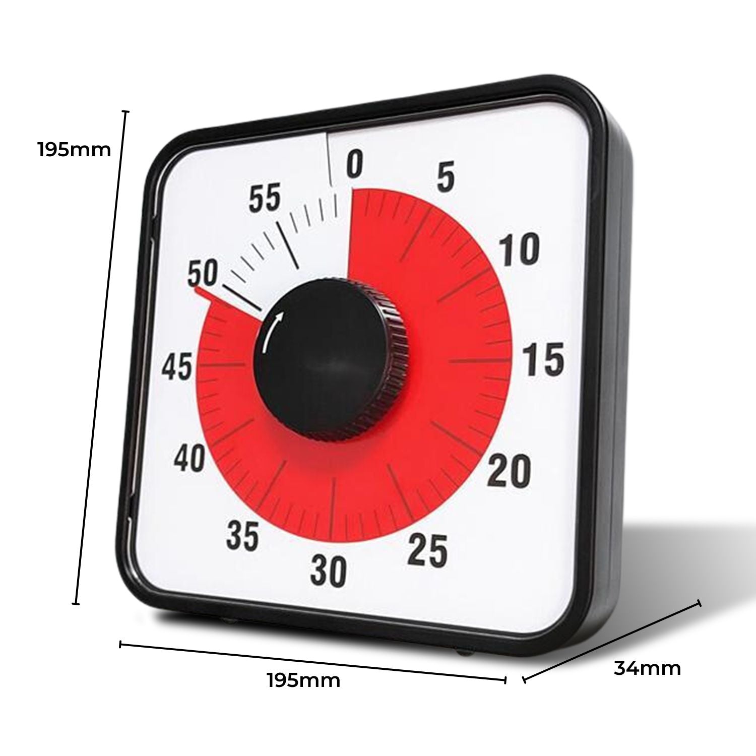 Silent, Battery-Free Kitchen Countdown Timer, Black - GOMINIMO