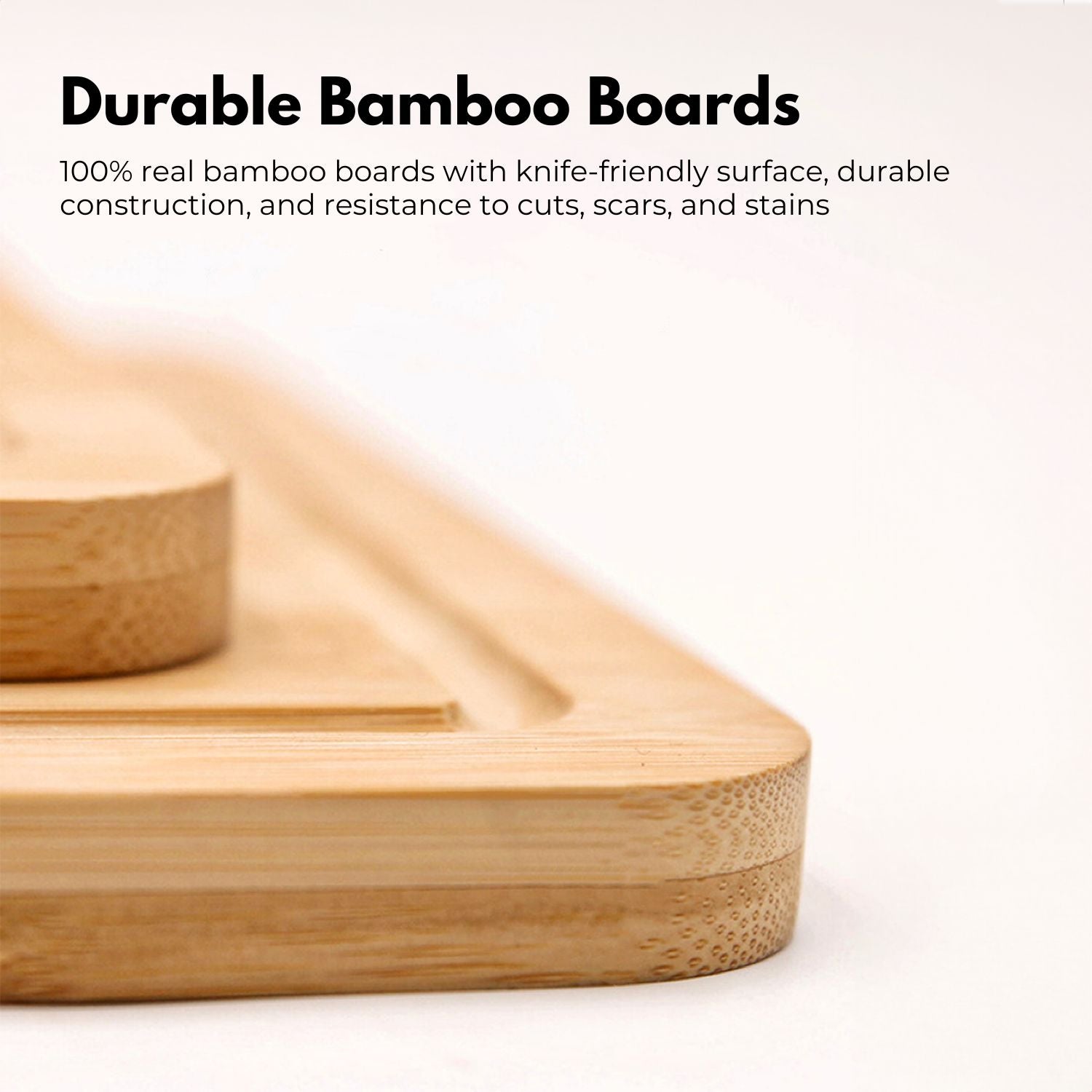 Reversible Bamboo Chopping Board Set with Stand (3 pcs) GOMINIMO