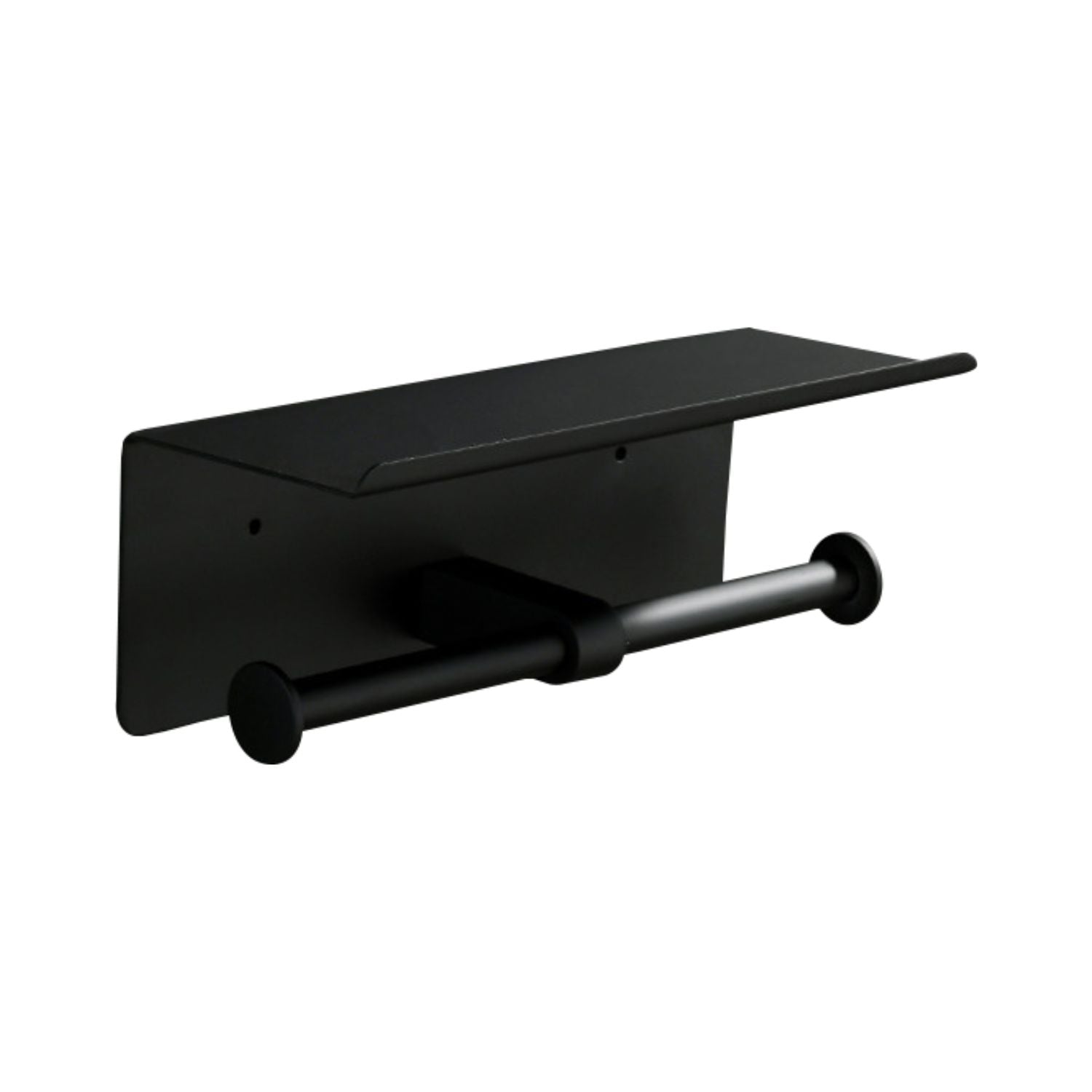 Black Stainless Steel Double Toilet Roll Holder with Shelf