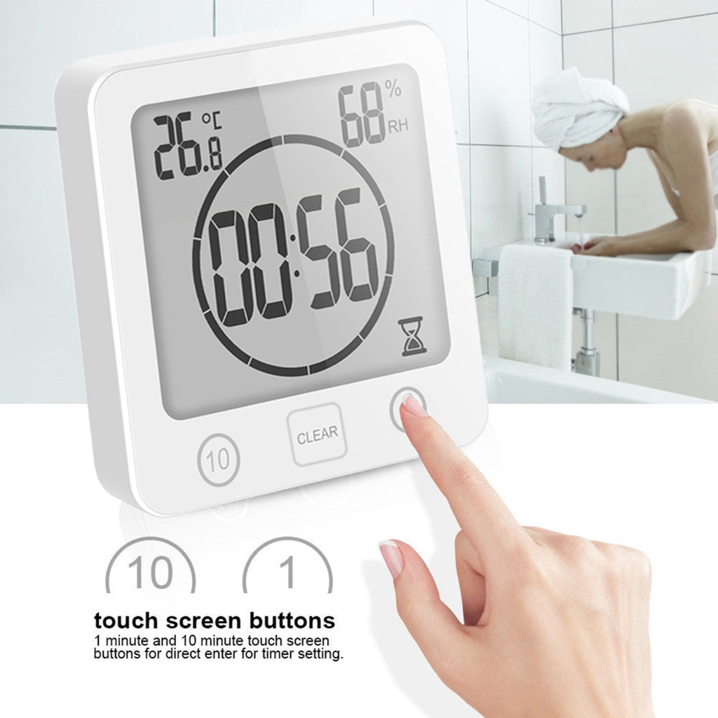 Waterproof Timer Shower Clock with Large Display (White)