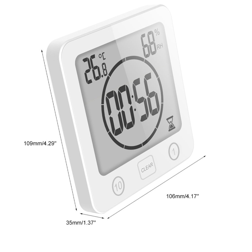 Waterproof Timer Shower Clock with Large Display (White)