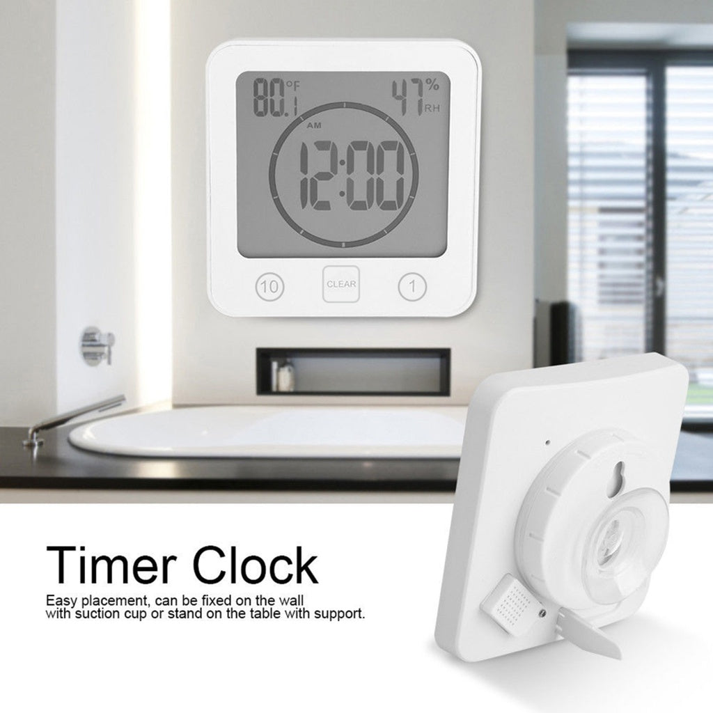 Waterproof Timer Shower Clock with Large Display (White)