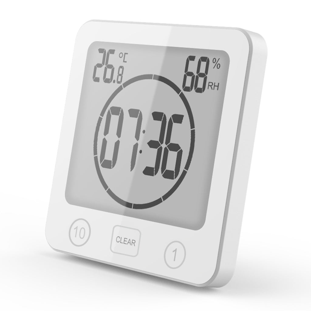 Waterproof Timer Shower Clock with Large Display (White)