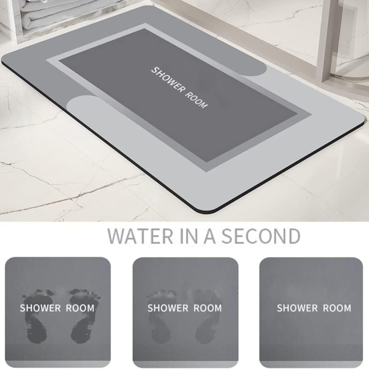 Anti-Slip Diatom Bath Mat 80x50cm Grey - GOMINIMO