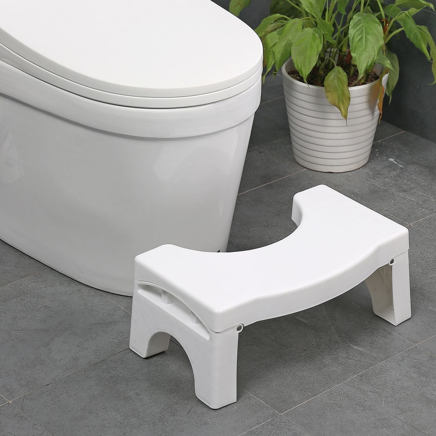 Foldable Non-Slip Toilet Step Stool, Easy Clean, 140kg Capacity, Gominimo