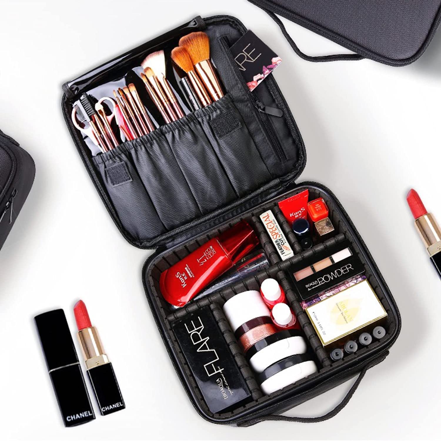 Large Capacity Travel Makeup Bag with Adjustable Dividers