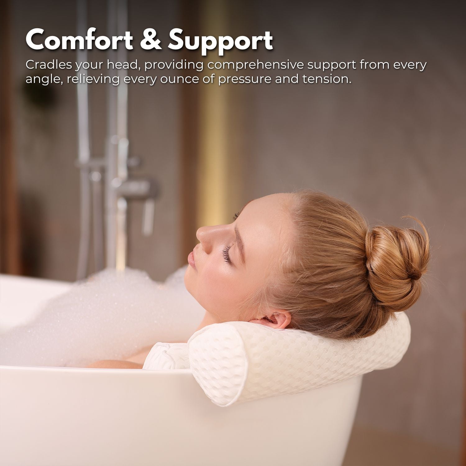 Breathable Bathtub Spa Pillow with 7 Suction Cups, GOMINIMO