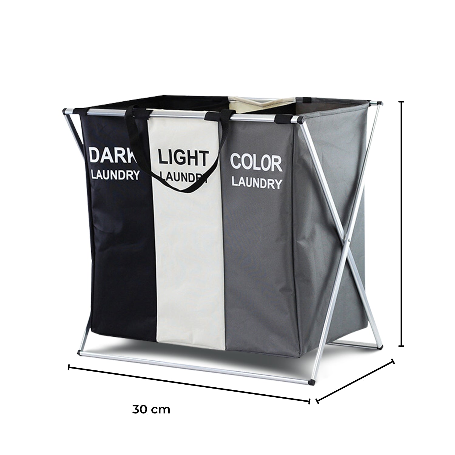 135L Foldable Laundry Hamper, 3 Sections, Waterproof - GOMINIMO