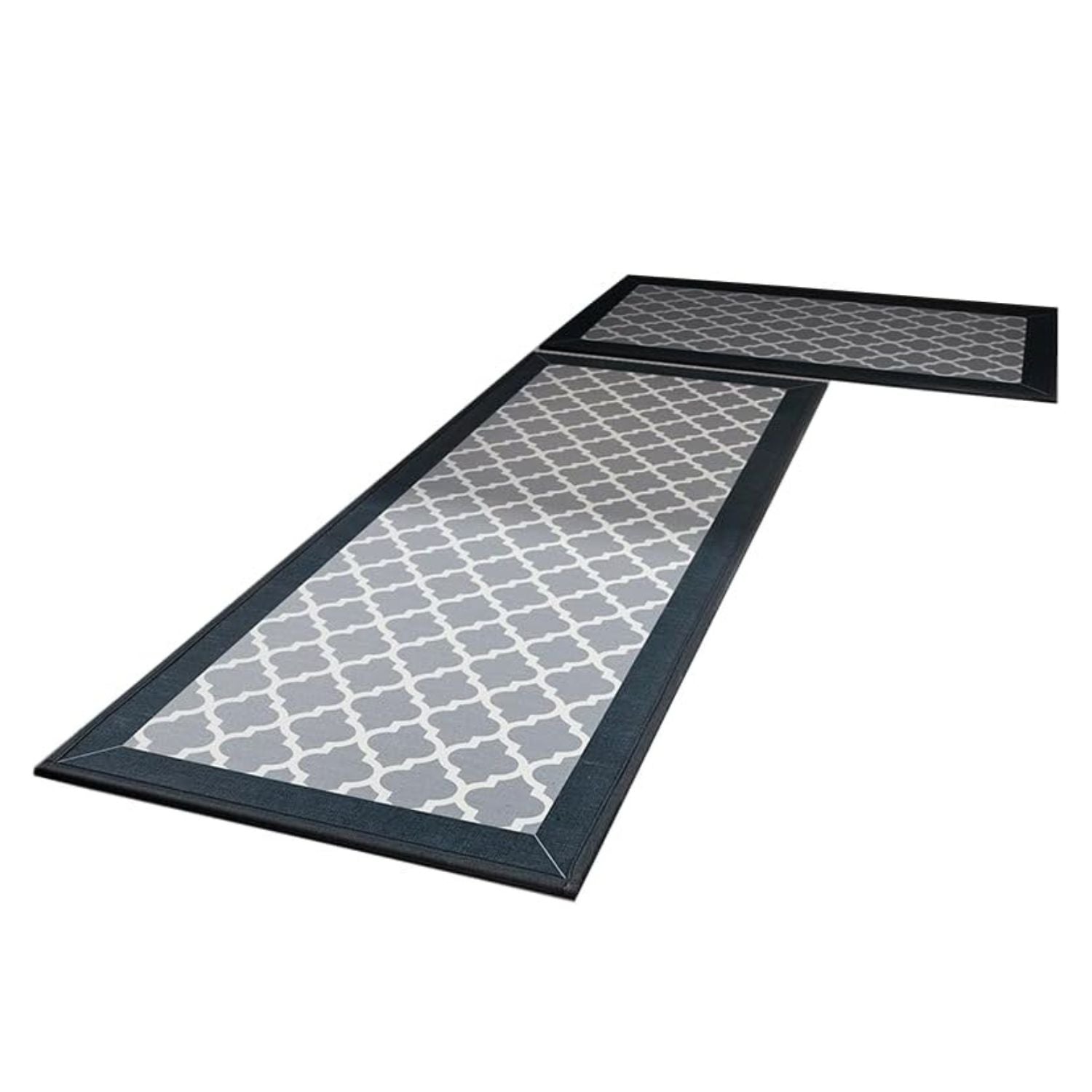 GOMINIMO 2 PCS Washable Non Slip Absorbent Kitchen Floor Mat (44x80+44x120cm, Black Lucky Clover)
