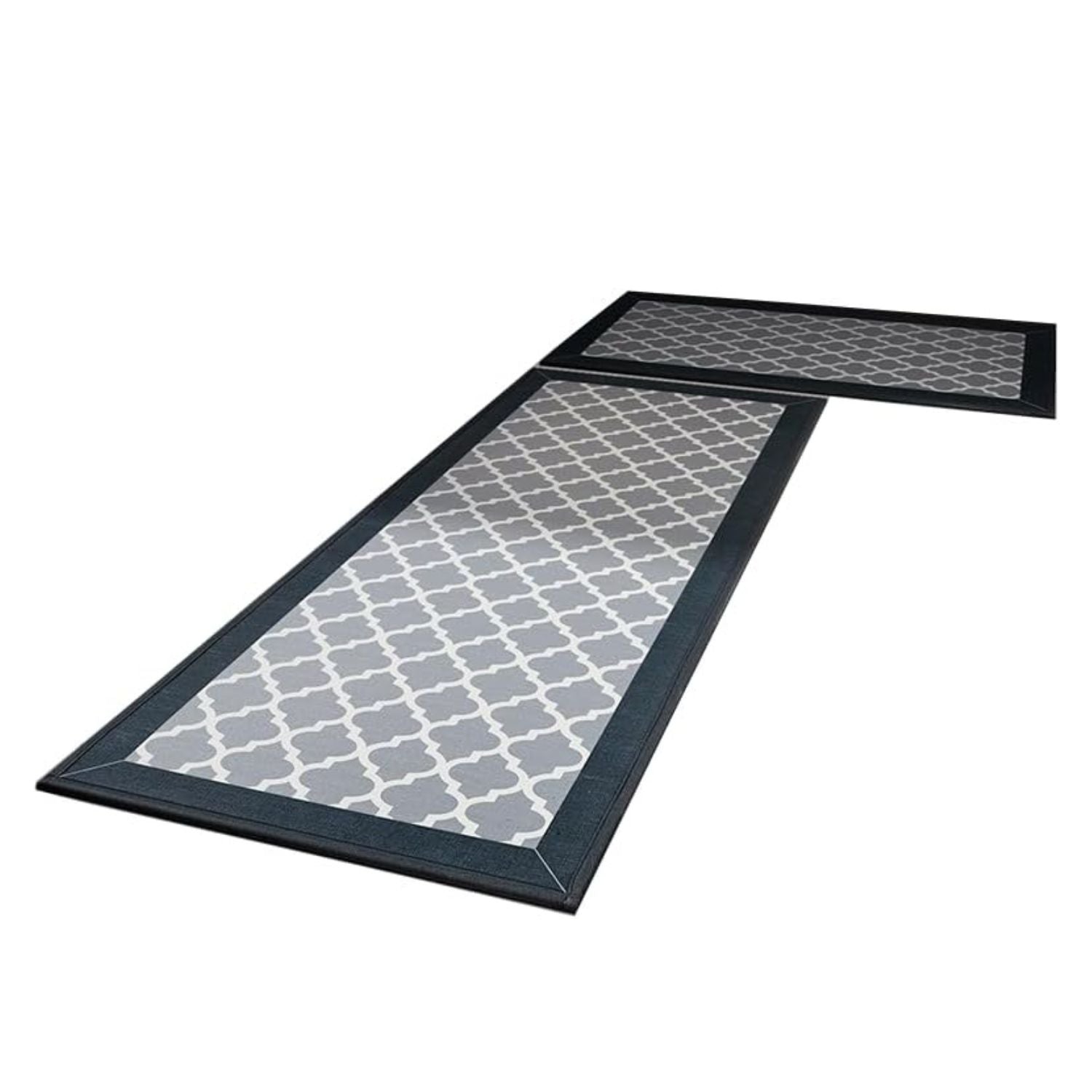 GOMINIMO 2 PCS Washable Non Slip Absorbent Kitchen Floor Mat (44x80+44x150cm, Black Lucky Clover)